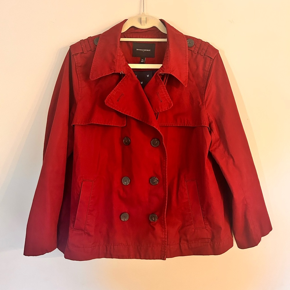 Banana Republic Size XL Maroon Short Pea Coat